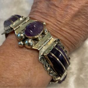 ☘️VTG Sterling Silver Mexico Amethyst Bracelet